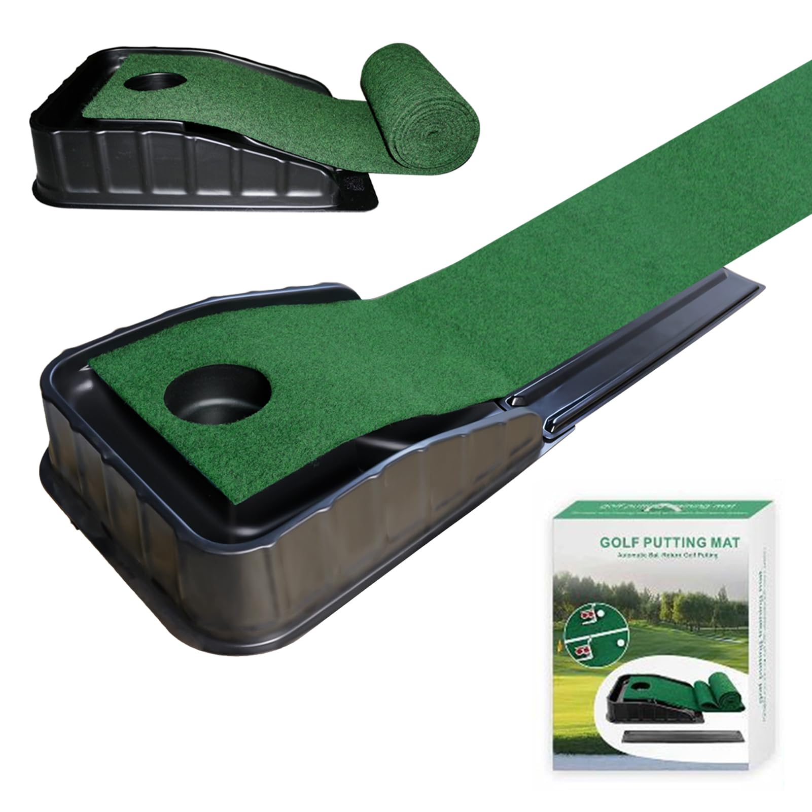Golf Putting Mat L220cm x W30cm in Gift Box with Return Path indoor & outdoor