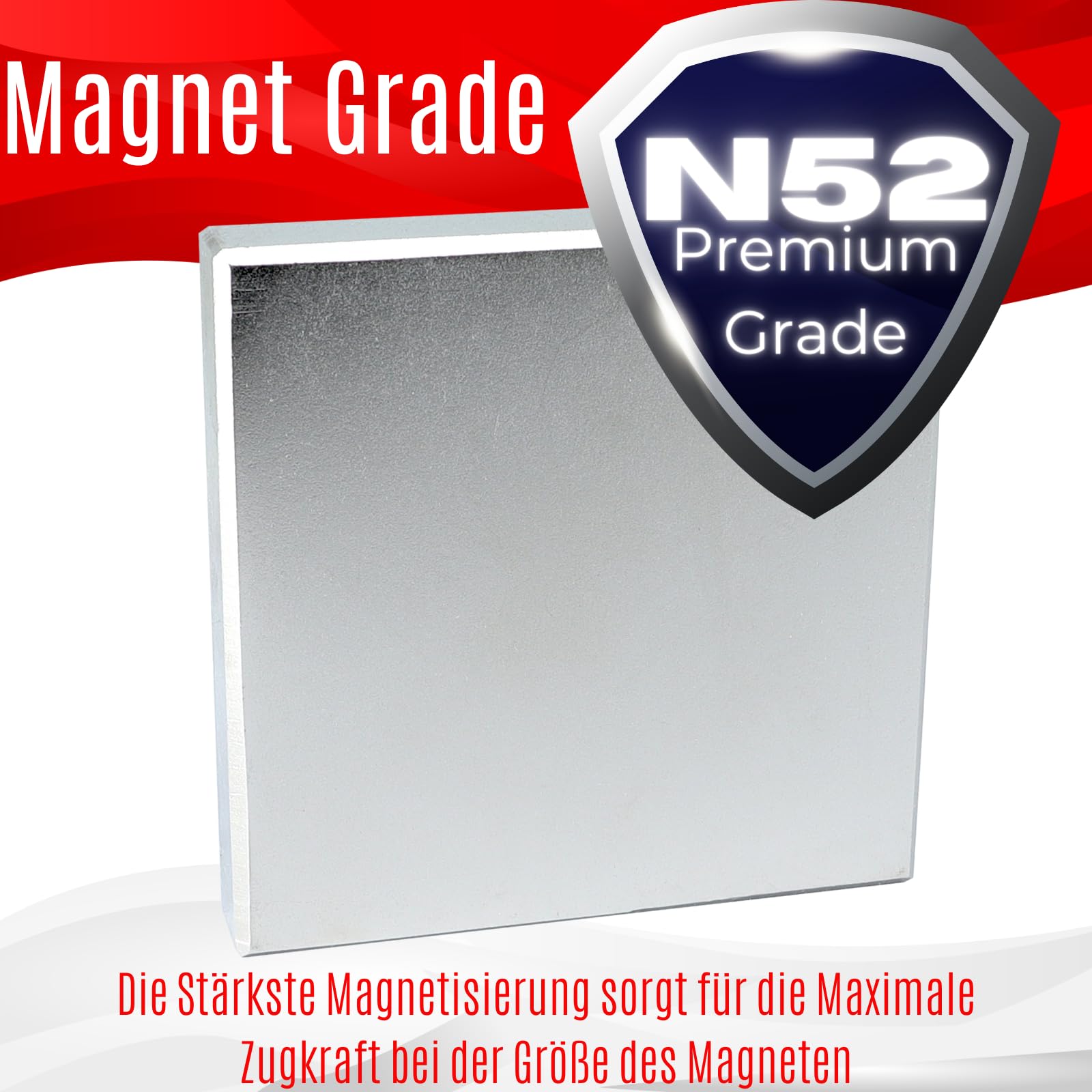 Magnet-Kauf Aimant en néodyme N52-300 kg - Forme carrée extra forte - 70 mm - Bloc magnétique puissant - 70 x 70 x 10 mm