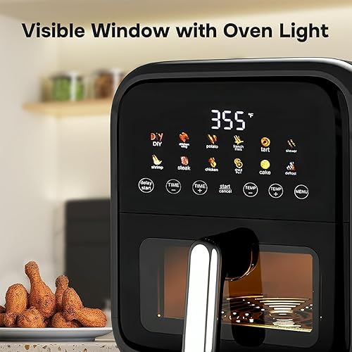 Miniatura 5 de Simple Deluxe 12-en-1 Freidora de Aire 7.5 Qt, Freidora de Aire Digital con Presets y Función DIY con Ventana Visible, Cesta Antiadherente y Apta