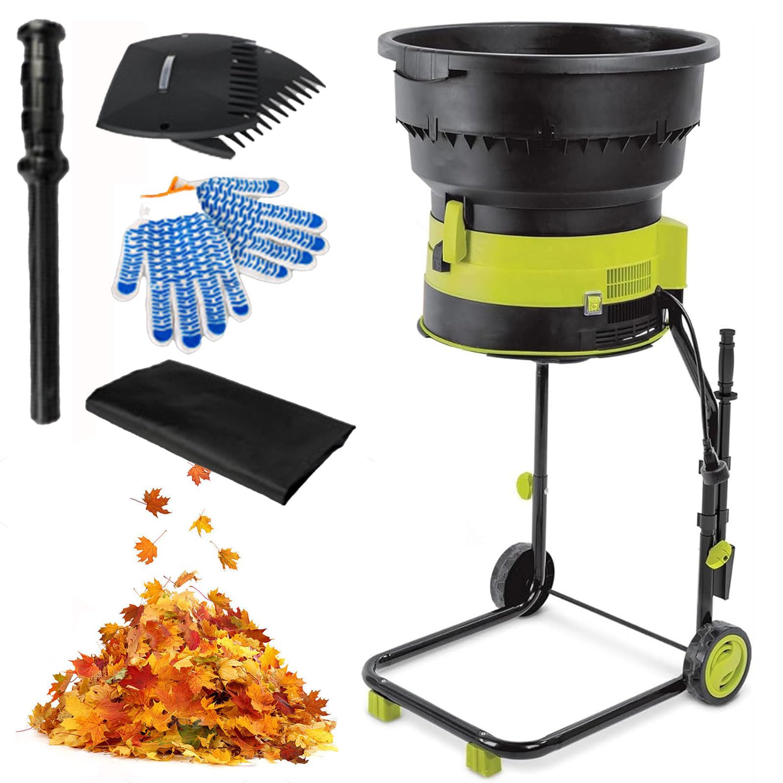 Trituradora de hojas electrica de 2500W con embudo de 54 cm de diametro para abono