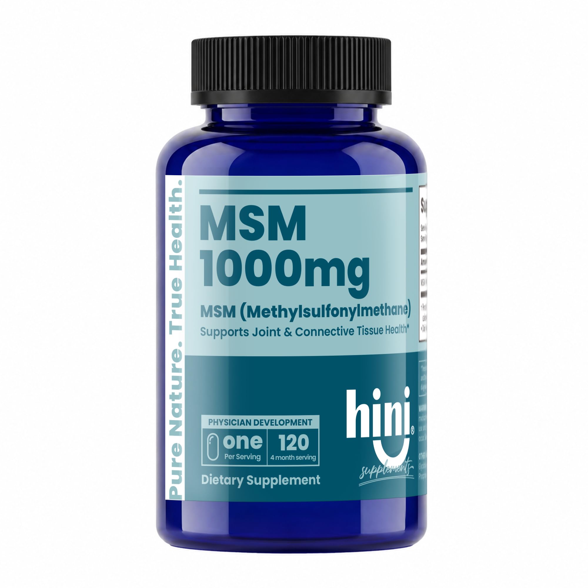 HINI MSM 1000 mg, Joint and Connective Tissue Support, 120 Tablets