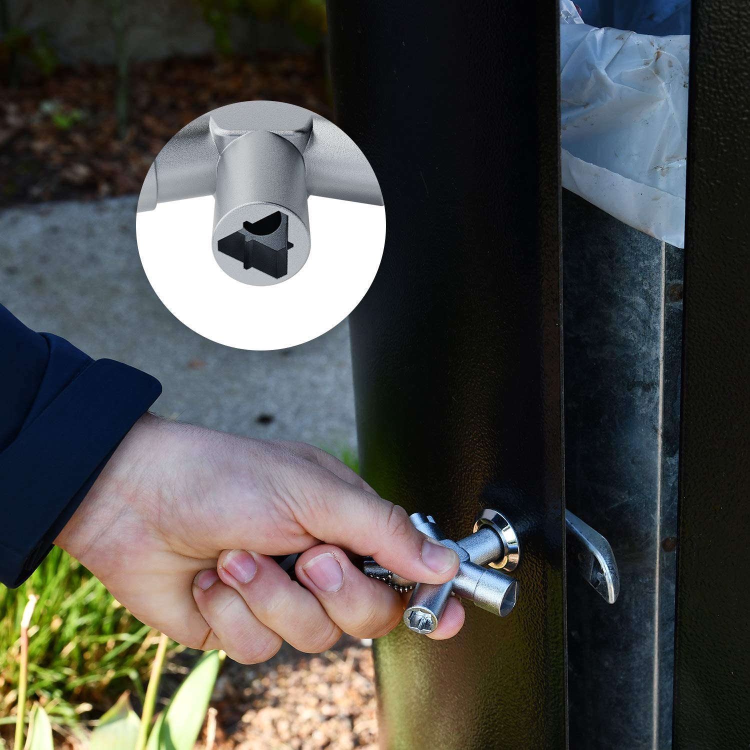 Chiave Multifunzione 4 In 1 - Per Armadi, Finestre E Sistemi Di Chiusura, Con Catena E Bit Reversibile - Foto 2