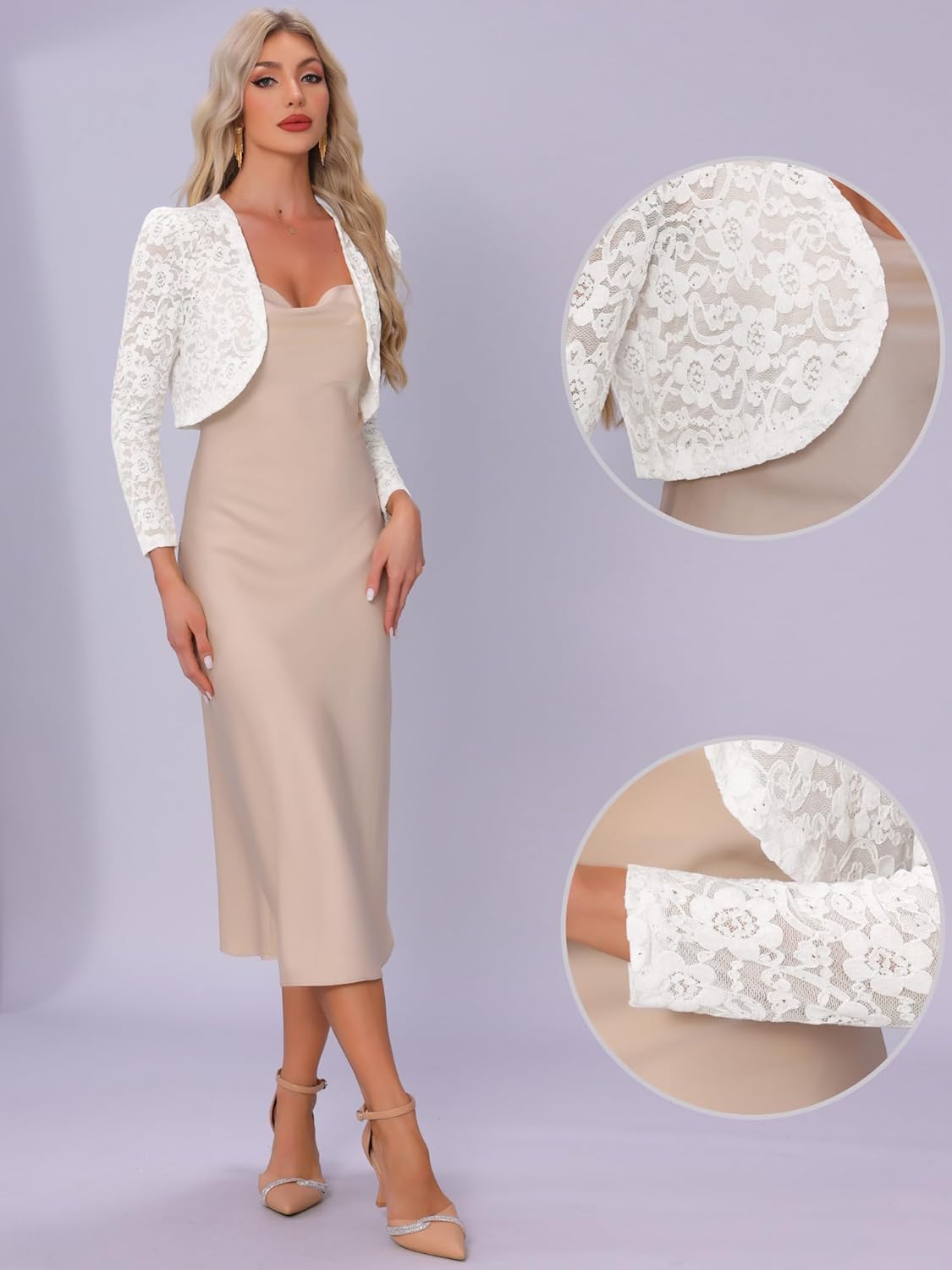 Allegra K Elegant Shrugs for Women's Evening Dresses Wedding Bridal Bolero Shrugs - Image 4