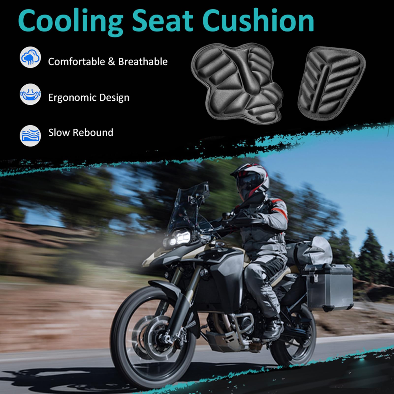 HUIOP Coussin De Siège De Moto De Refroidissement Arrière Universel, Housse De Siège 3D Antidérapante Pour Motos Et Scooters