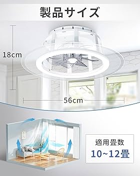 LEDシーリングファンライト 10~12畳対応 5000LM Φ56CM Amazon | LEDシーリングファンライト 導光板付き 10~12畳対応 調