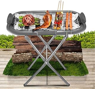 review XBR Barbecue Grill Electric Barbecue Grill Smokeless 2000W with Stand Indoor Outdoor Portable Table BBQ for Camping Outdoor Garden