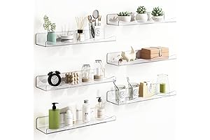 Fixwal Floating Wall Shelves: Clear Wavy Design for Effortless Display