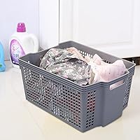 Vista 7 de Cestas de almacenamiento apilables de plástico grandes, contenedor de almacenamiento apilable gris, paquete de 6