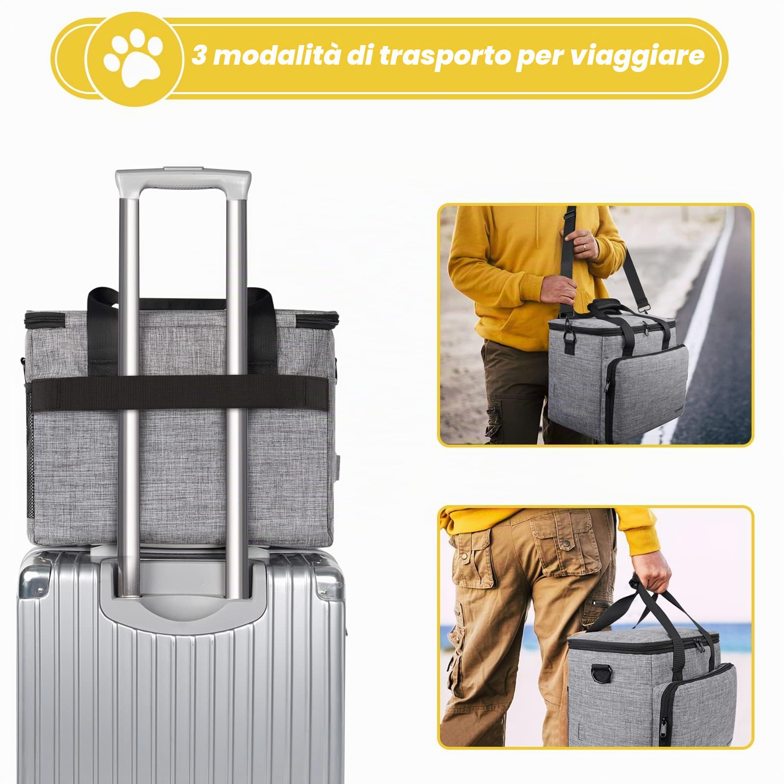 Set di 6 borse da viaggio per cani, kit da viaggio per animali domestici di grandi dimensioni include 2 contenitori per alimenti, 1 organizer da viaggio per cani, 2 ciotole pieghevoli, 1