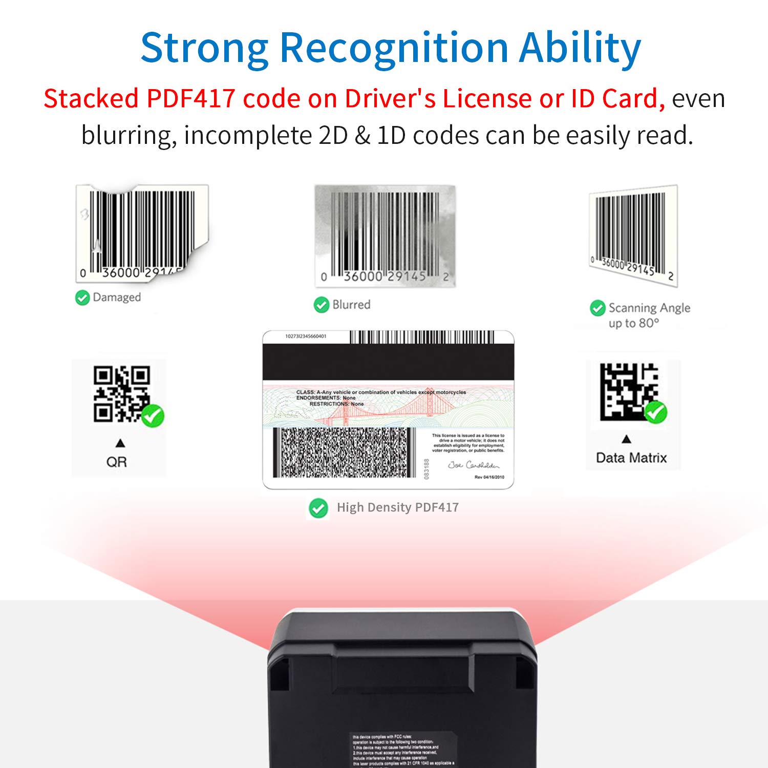 Buy Alacrity 2D 1D Desktop Barcode Scanner,Omnidirectional Hands Free