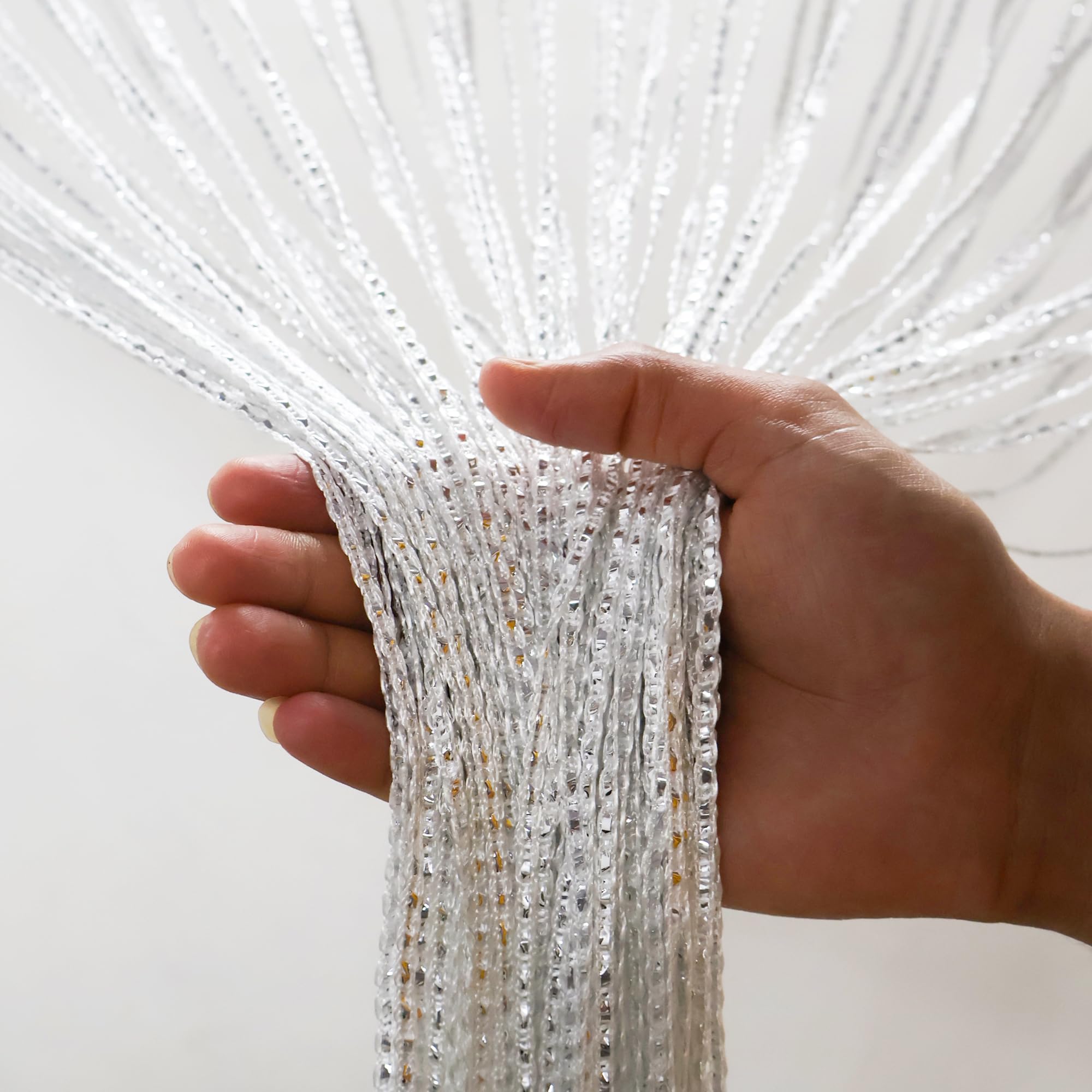 Party Crave Polyester Solid Sheer Versatile String Curtains: Transforming All Spaces with Elegance| White Thread Curtain| Use for All Decoration (1 pc)-image-48