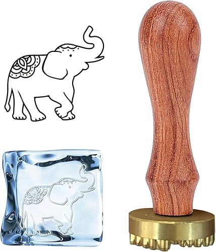 CRASPIRE Sello de hielo para marca de hielo, sello de cera de elefante con asas de madera y bolsas de terciopelo, sello de sellado de cabeza de