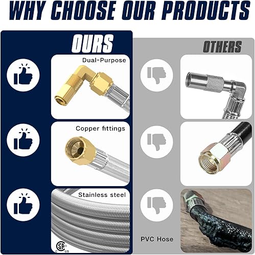 Miniatura 4 de Manguera de propano de conexión rápida de 12 pies para RV a parrilla de gas, manguera de propano de conexión rápida con válvula de cierre de