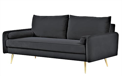 Miniatura 5 de US Pride Furniture Kent - Lujoso sofá de terciopelo europeo, muebles de sala de estar contemporáneos con patas cónicas, estilo vintage atemporal y