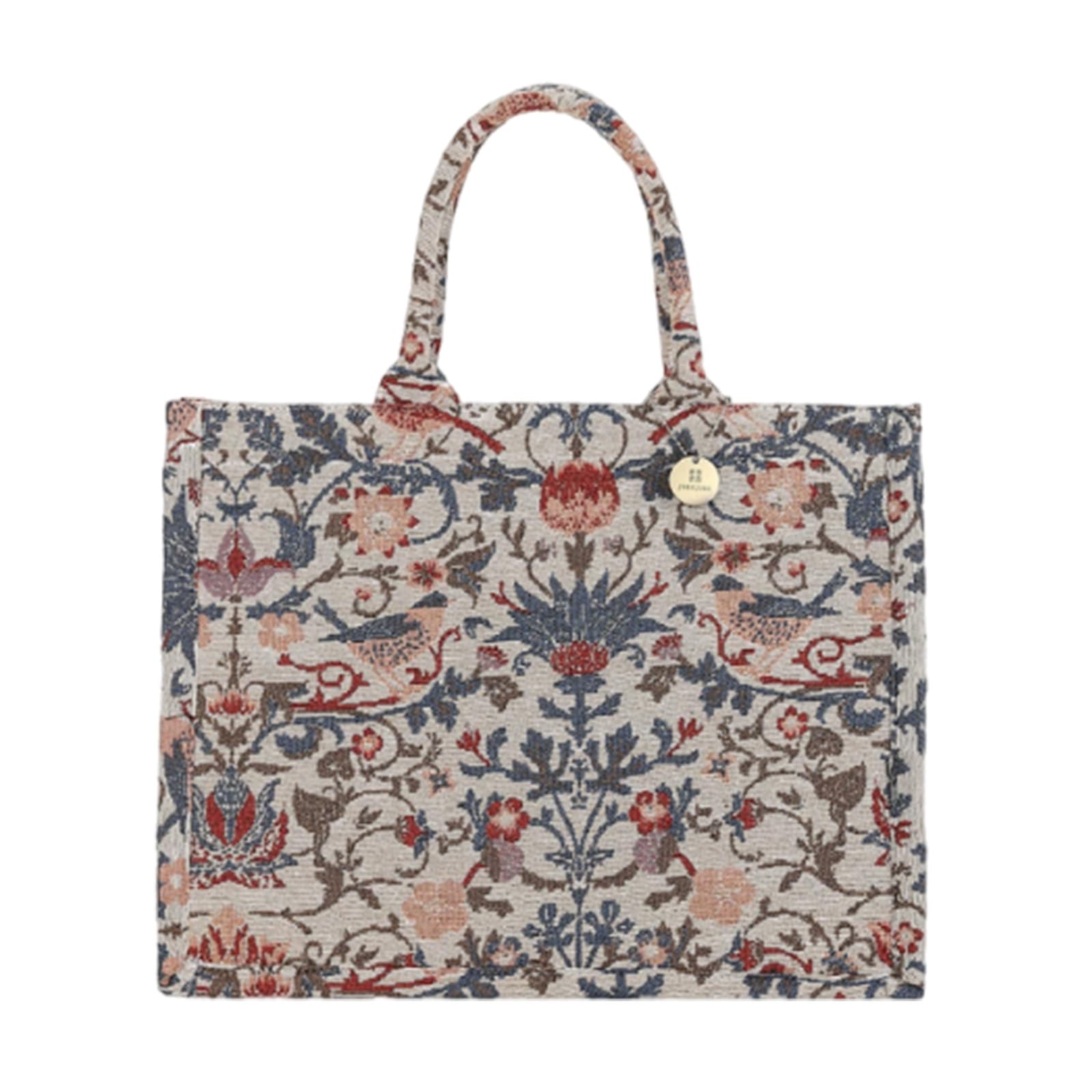 CORIOS Damen Laptoptasche Aktentasche mit Ethnischen Druckmustern Böhmische Schultertasche Canvas Tote Handtasche Sommer Strand Tasche Mode Henkeltaschen für Urlaub Reise Strand Shopper Beige