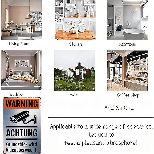 Miniatura 5 de Warning Video Surveillance Security Camera Funny Wall Decor Retro Metal Sign Poster for Garage Man Cave Bathroom Bedroom Farm Inspirational Popular