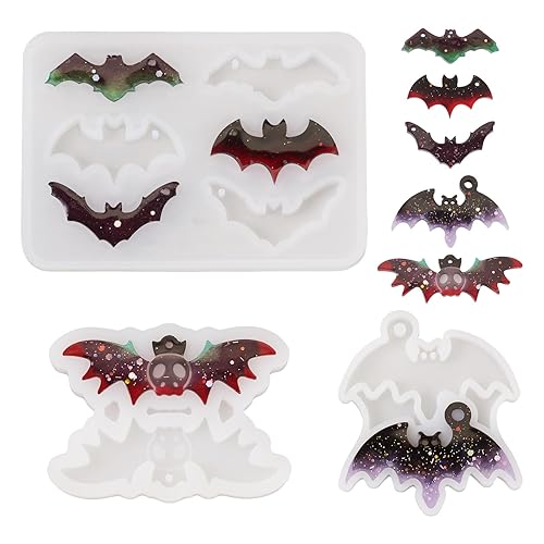 3Pcs Halloween Earring Resin Molds Halloween Bat Silicone Mold DIY Earring Resin Casting Mould for Crafts Bracelet Necklace Jewelry Making Keychain Crafts Supplies - Halloween-bat