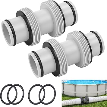 Pool Hose Connector for Leak-Proof Dual Seal and Stable Water Flow, 1.5" to 1.5" Pool Hose Adapter for Pool Parts and Accessories Replacement, Easy No-Tool Install for Above Ground Pools, 2PCS