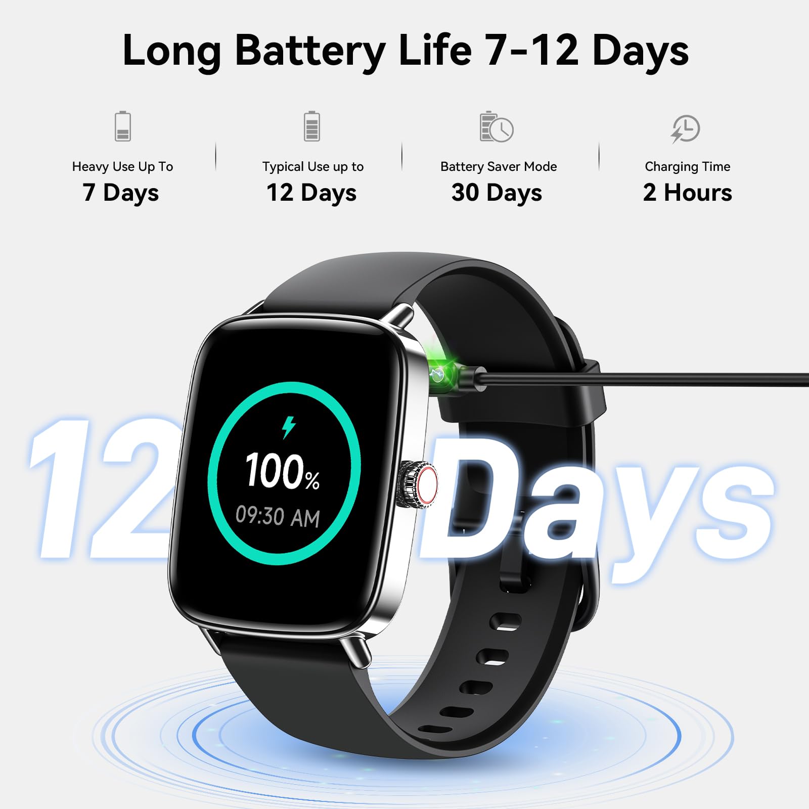 Smart Watch for Women Men, 1.85" HD AMOLED Fitness Tracker (Answer/Call) with 24/7 Heart Rate/Sleep/SpO2 Monitor for iPhone & Android, 120+ Sports Modes Smartwatch with IP68 Waterproof, 2 Bands — view 8