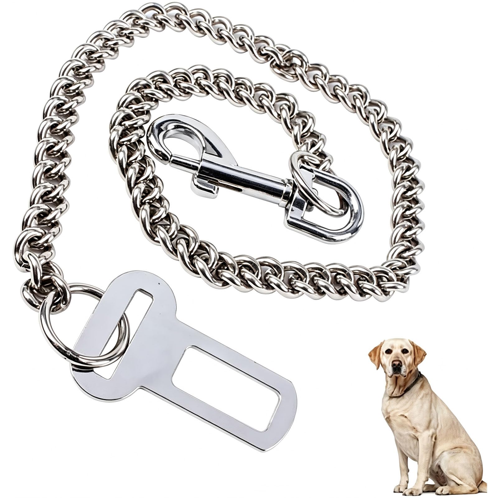 XMHBG 60cm Dog Seat Belt for Car - Stainless Steel Pet Safety Restraint, Vehicle Travel Harness & Crash-Proof Tether (Fits Most Cars & SUVs)