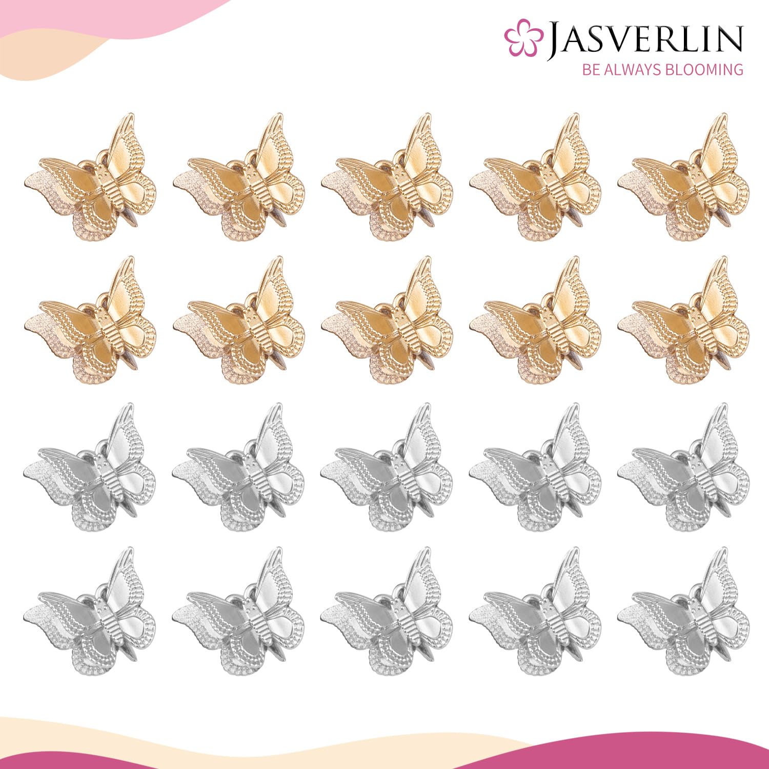 JASVERLIN Mini Butterfly Hair Clips 50pcs - Image 2