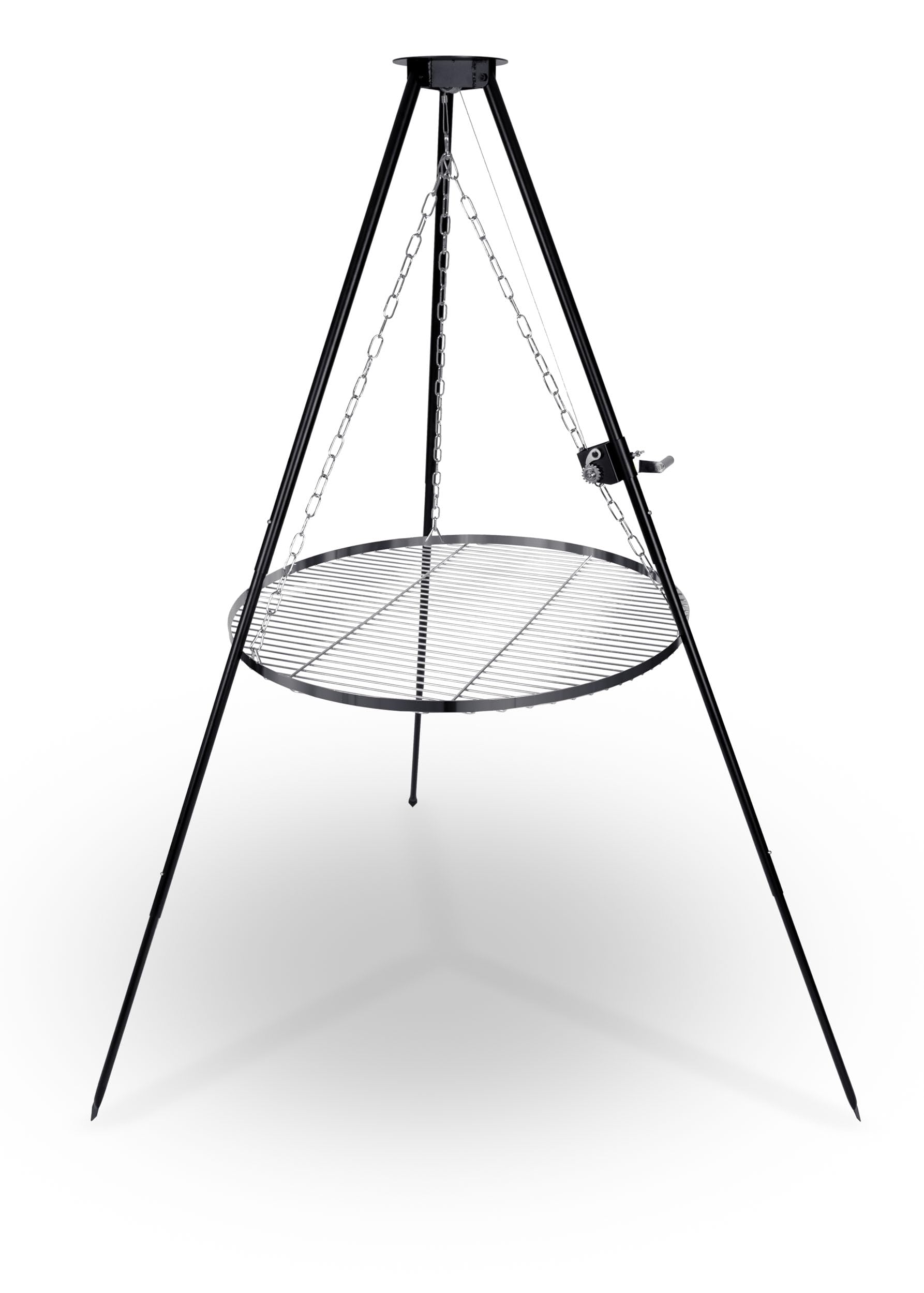 Berdsen Barbecue suspendu trépied 80 cm - Grille de cuisson en acier inoxydable - Hauteur réglable - Acier revêtu par pulvérisation - Noir