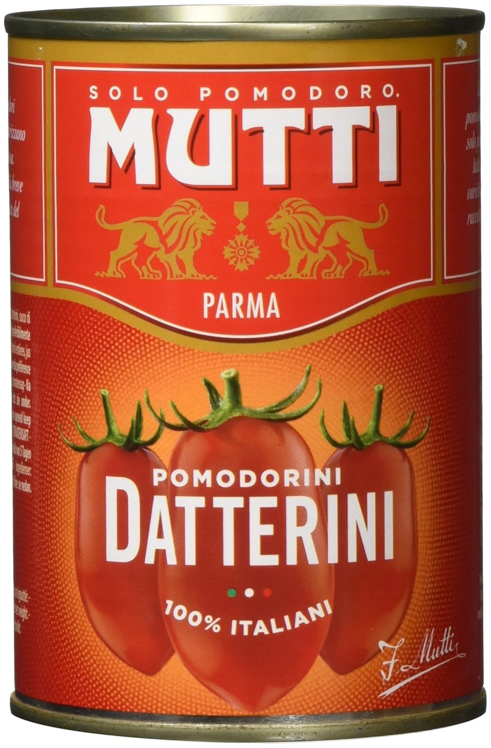 Mutti Pomodorini Datterini 48x400g Dose, ganze italienische Datteltomaten in Tomatensaft, 100% italienisch, Vorratspack für Pasta, Pizza, Saucen & Salate + Italian Gourmet polpa