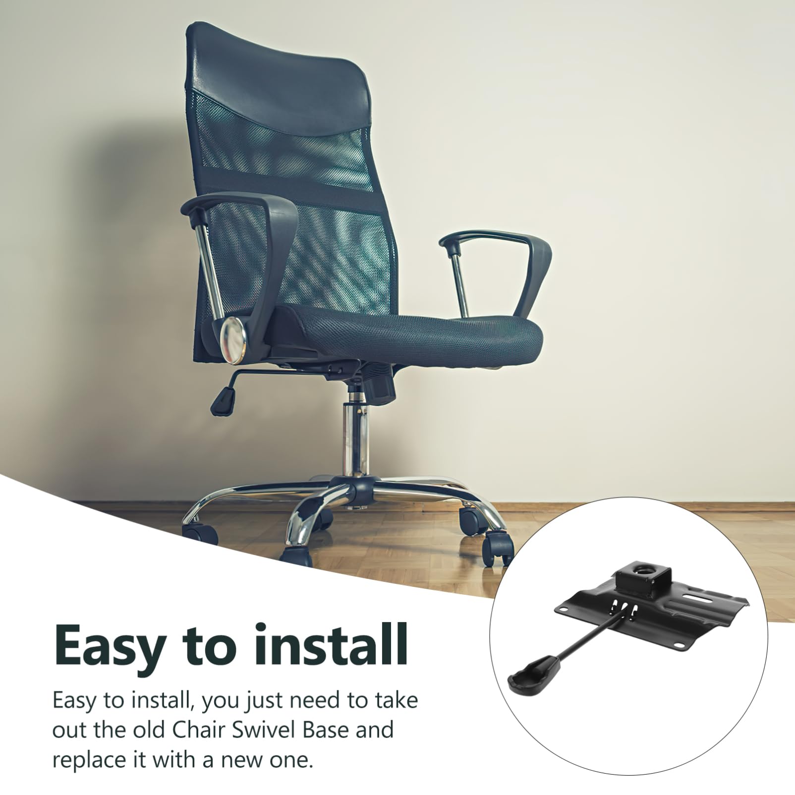 Placa para Control Inclinación Silla Oficina, Hierro Negro, 14x17, 5 CM | Montaje Sencillo, Apta para Sillón de Trabajo, Uso Diario Intenso, Pieza Robusta de Reemplazo