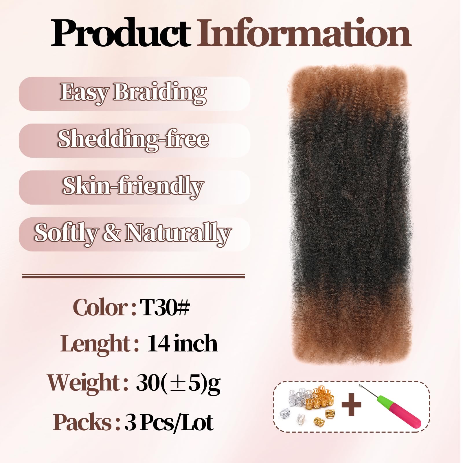 XIIMENALU Afro Kinky Curly Braiding Bulk Hair For Mini Twists Afro Kinkys Bulk Synthetic Cuban Twist Hair Soft Locs Micro Spring Twist For Dreadlocks Loc Repair (T30# - Image 2