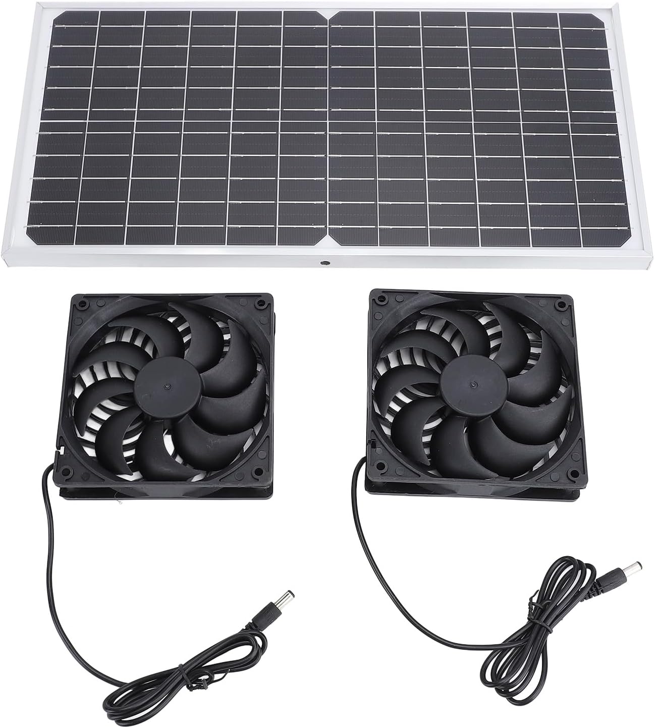 Solar Powered Exhaust Fan 16W Monocrystalline Silicon Solar Panel Dual Ventilation Fan Kit for Pet House Chicken Coop Greenhouse