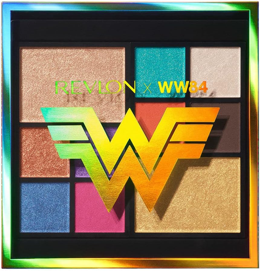 REVLON x WW84 The Wonder Woman Face & Eyeshadow Palette, 10 Bold Blendable Colors, Matte, Metallic and Pearl Finishes, 0.37 oz (7255254001)