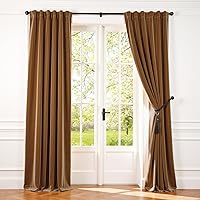 Vista 31 de Lazzzy - 2 paneles de cortinas opacas de terciopelo, con aislamiento térmico, con bolsillo para cortinero, para dormitorio, sala de estar