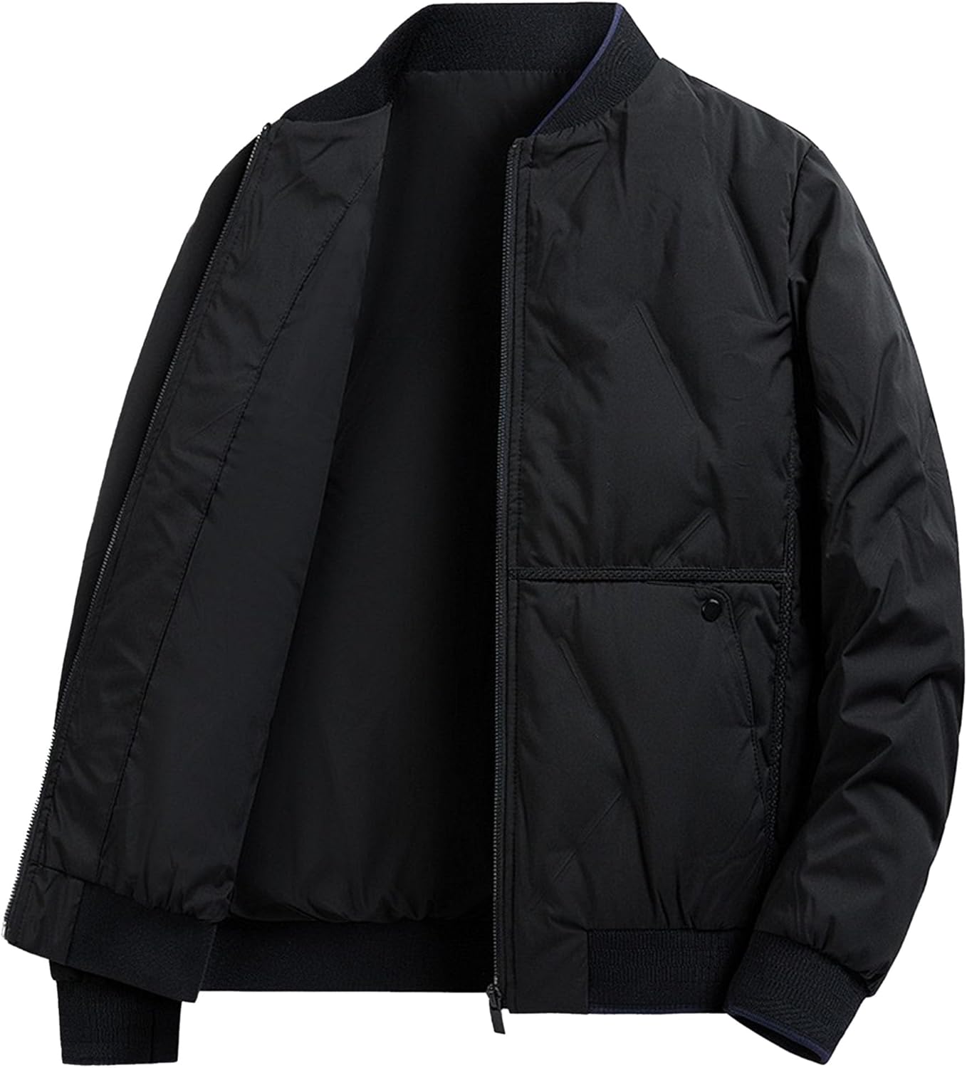 JEKE-DG Men's Lightweight Solid Warm Quilted Jacket Full Zip Waterproof Winter Jackte Coat Stand Collar Insulated Coats