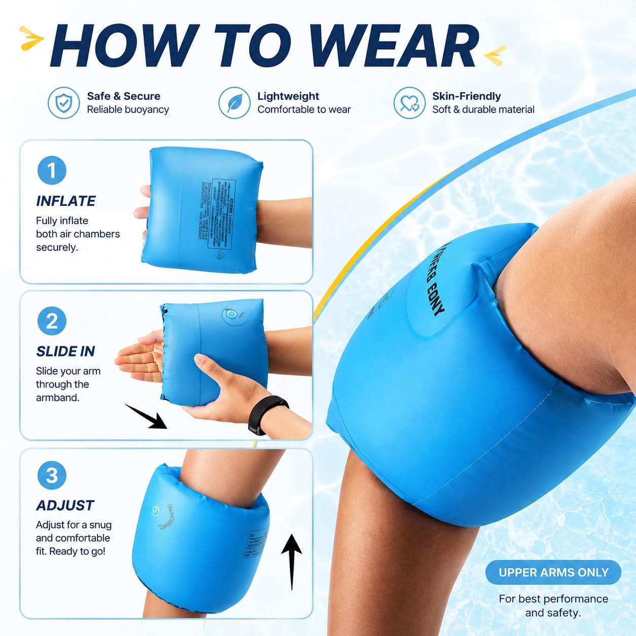 Braccioli Bambini 1-6 Anni – Aiuto per il Nuoto – Gonfiabili Rotondi Sicuri e Comodi per Piscina e Nuoto, Adatti a Bambini 6-30 kg(Arancione))