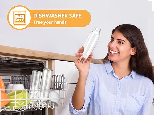 Miniatura 6 de Zukro Botellas de jugo de vidrio con tapas para jugo de 18 onzas, botellas de agua reutilizables de vidrio transparente con tapa hermética de acero