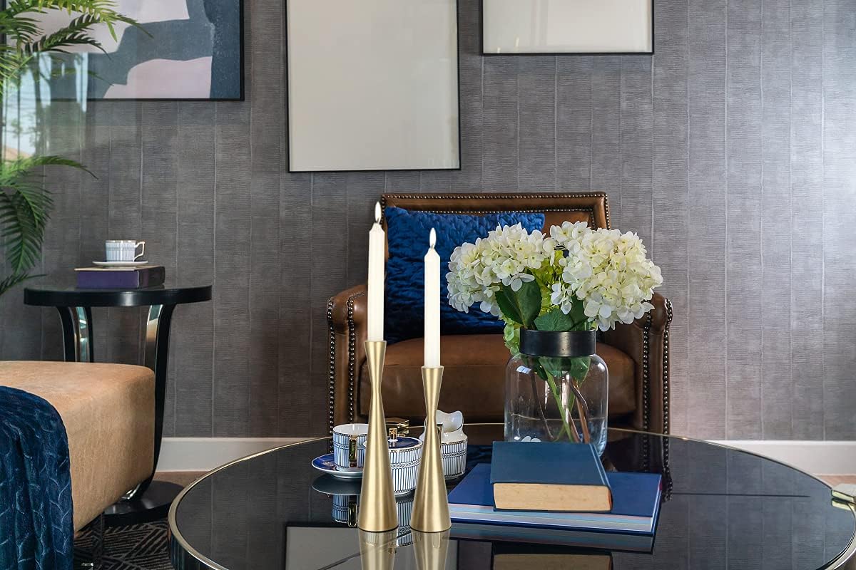 Vixdonos Brass Gold Metal Candle Holders Taper Candlestick Holders Set of 2 Table Decorative Candle Stand for Wedding, Dinning, Party,Home Decor (Gold) - Image 6