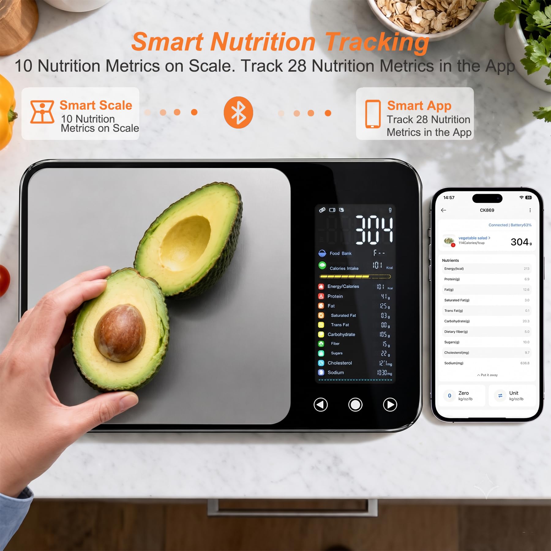 Smart Nutrition - Bilancia alimentare con app, display TFT, monitoraggio 28