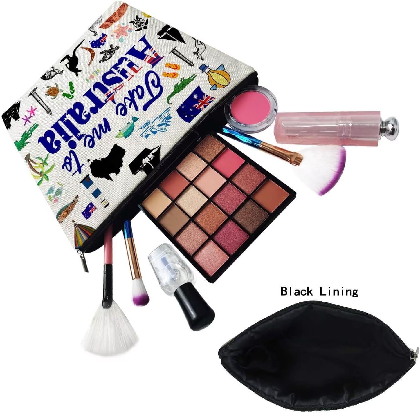 Take Me To Australia Makeup Bag Cute Small Canvas Organizer Zipper Pouch Take Me To Australia Cosmetic Bag Travel Present for Women Friends - Image 4