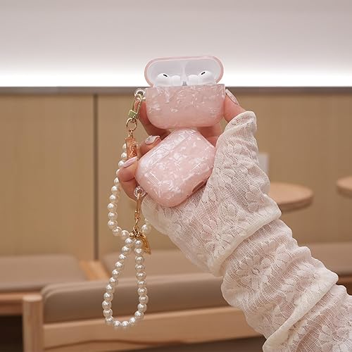 Miniatura 7 de Funda para Airpods Pro 3 2025, bonita y divertida funda de TPU suave con purpurina compatible con Airpods Pro de 3ª generación con llavero de perlas