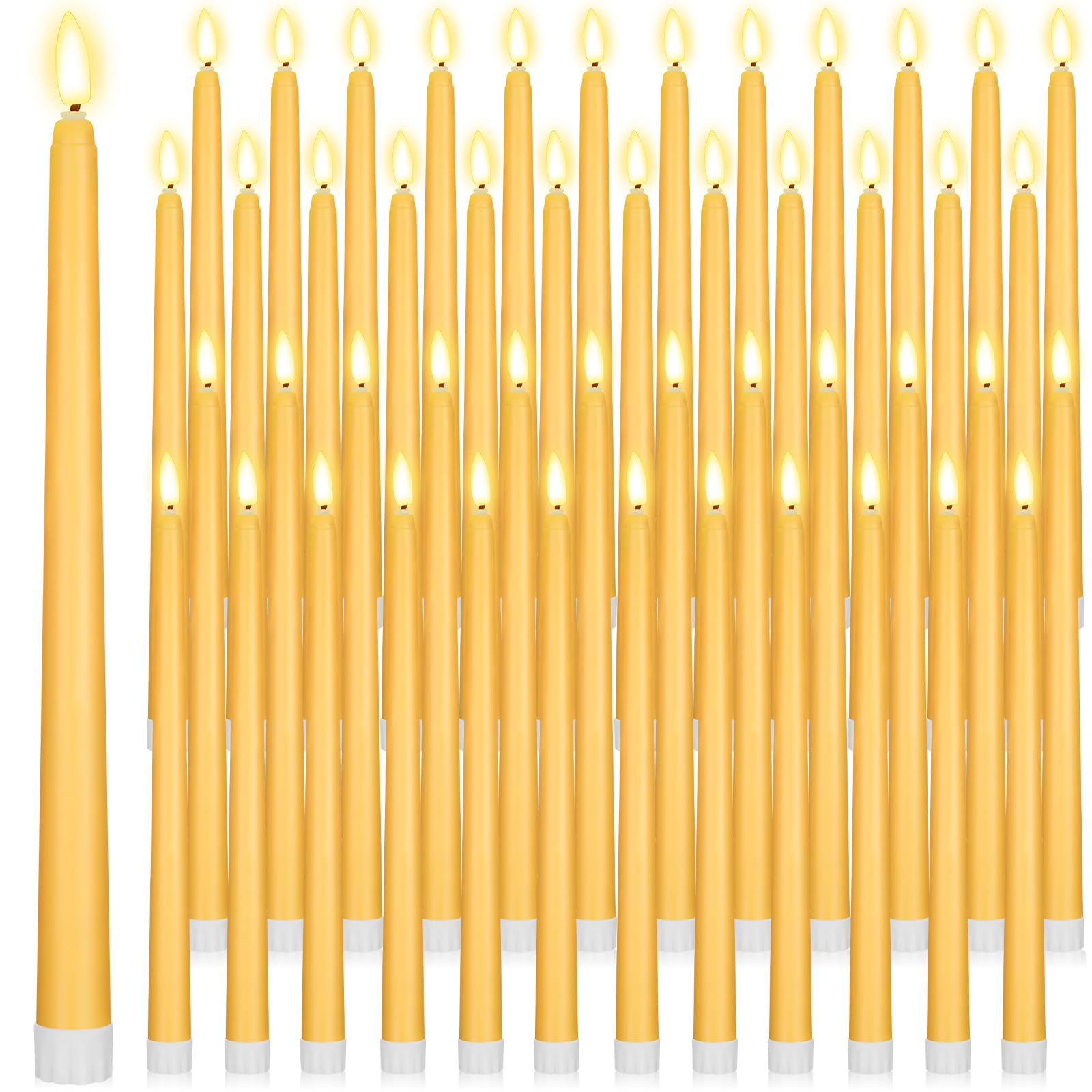 Handepo 48 Pack Flameless LED Taper Candles Battery Operated, Yellow