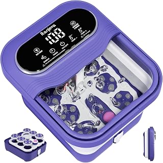 Ranjova Electric Foot Spa Massager: Collapsible Bath with Heat, Bubble Jets, 24 Shiatsu Balls & Temp Control for Ultimate Relaxation (Blue)