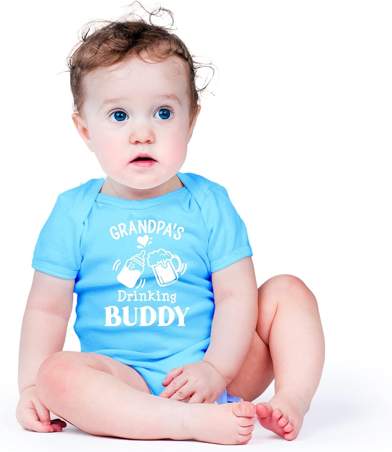 AW Fashions Grandpa's Drinking Buddy Bodysuit Funny Newborn Announcement Baby Boy Outfit Cute Girl Clothes Newborn Light Blue image 2 of 6 B08X6M1LNY