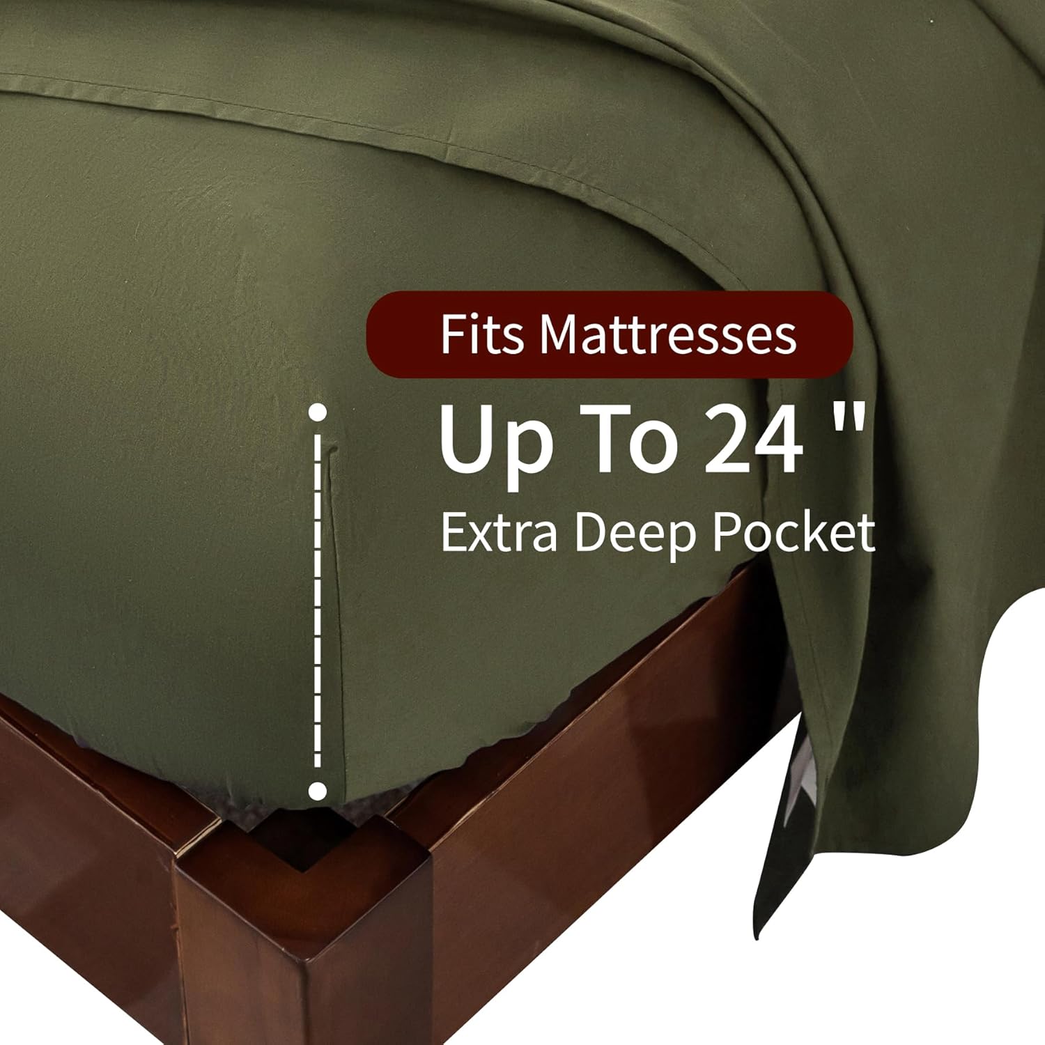 100% Cotton Sheets King Size Sheets Deep Pocket Fits 18"-24" Mattress Luxury Soft Breathable Cooling Green Cotton King Sheet Set 4 Pieces Cotton Bed Sheets