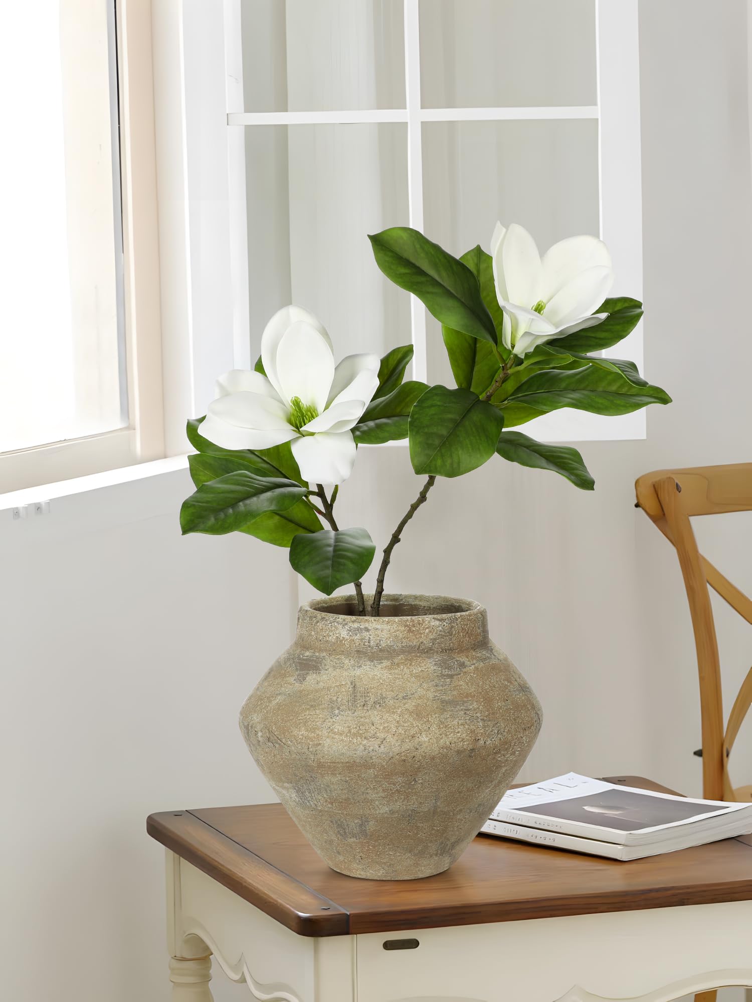 Vintage Vase 21 cm Blumenvase Braun Dekovase Zement Vasen für Blume | Vasen für Pflanzen auf Tisch Schrank Vintage Rustikale Deko Antik Vase für Wohnzimmer Schlafzimmer Esszimmer Badezimmer Büro
