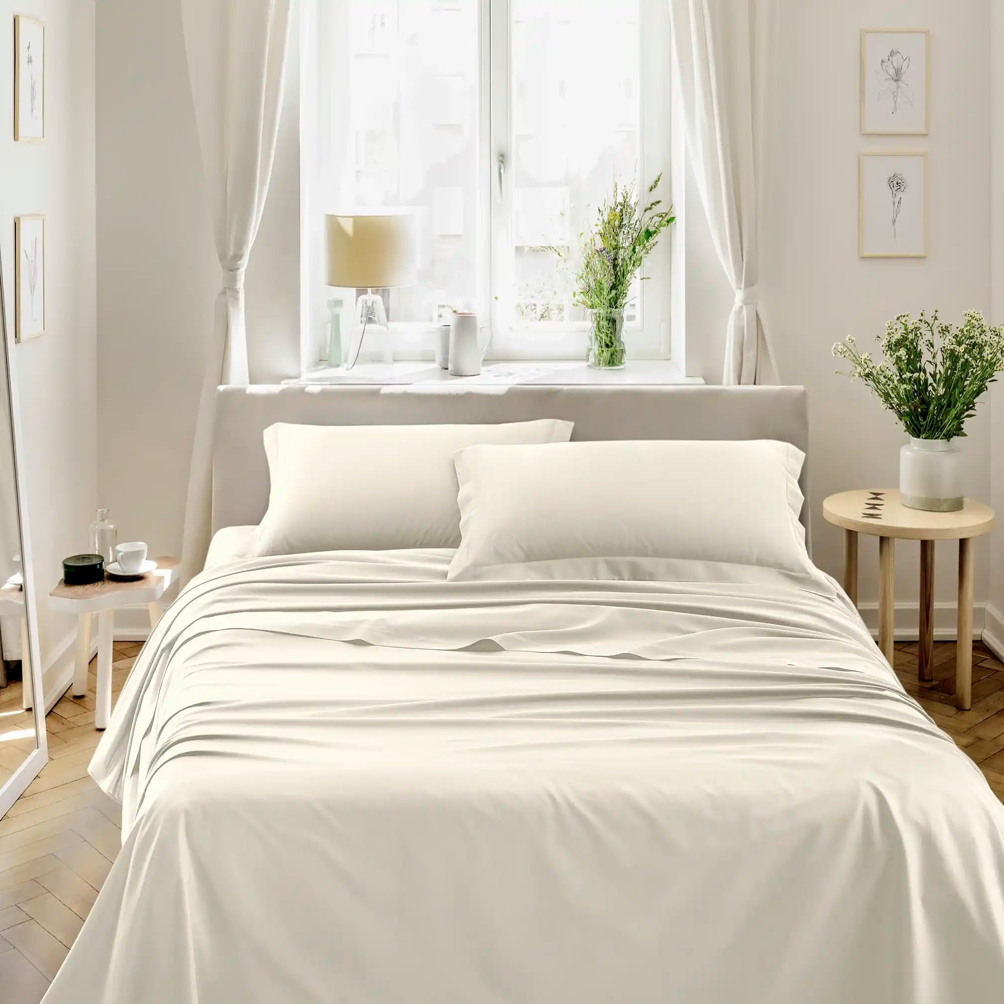Bonazzi Home, 2 fundas de almohada de raso de puro algodón, medida 50 x 80 cm, 100% Made in Italy (marfil)