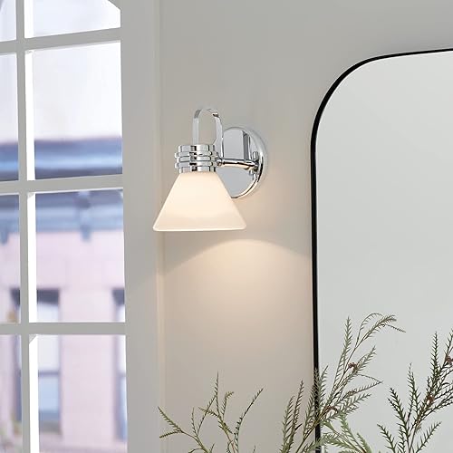 Miniatura 7 de Kichler Farum - Aplique de pared con 1 luz de 9.5 pulgadas con cristal de ópalo en cromo