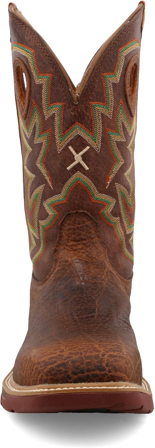Twisted X Men's 12" Nano Composite Toe Western Work Boot, Square Toe with CellStretch, Tan & Tan, 9 EE - Image 5