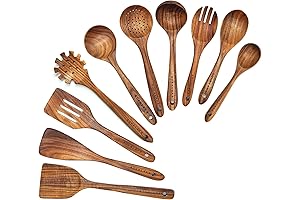10-Piece Natural Teak Utensil Set: Enhance Your Culinary Craft