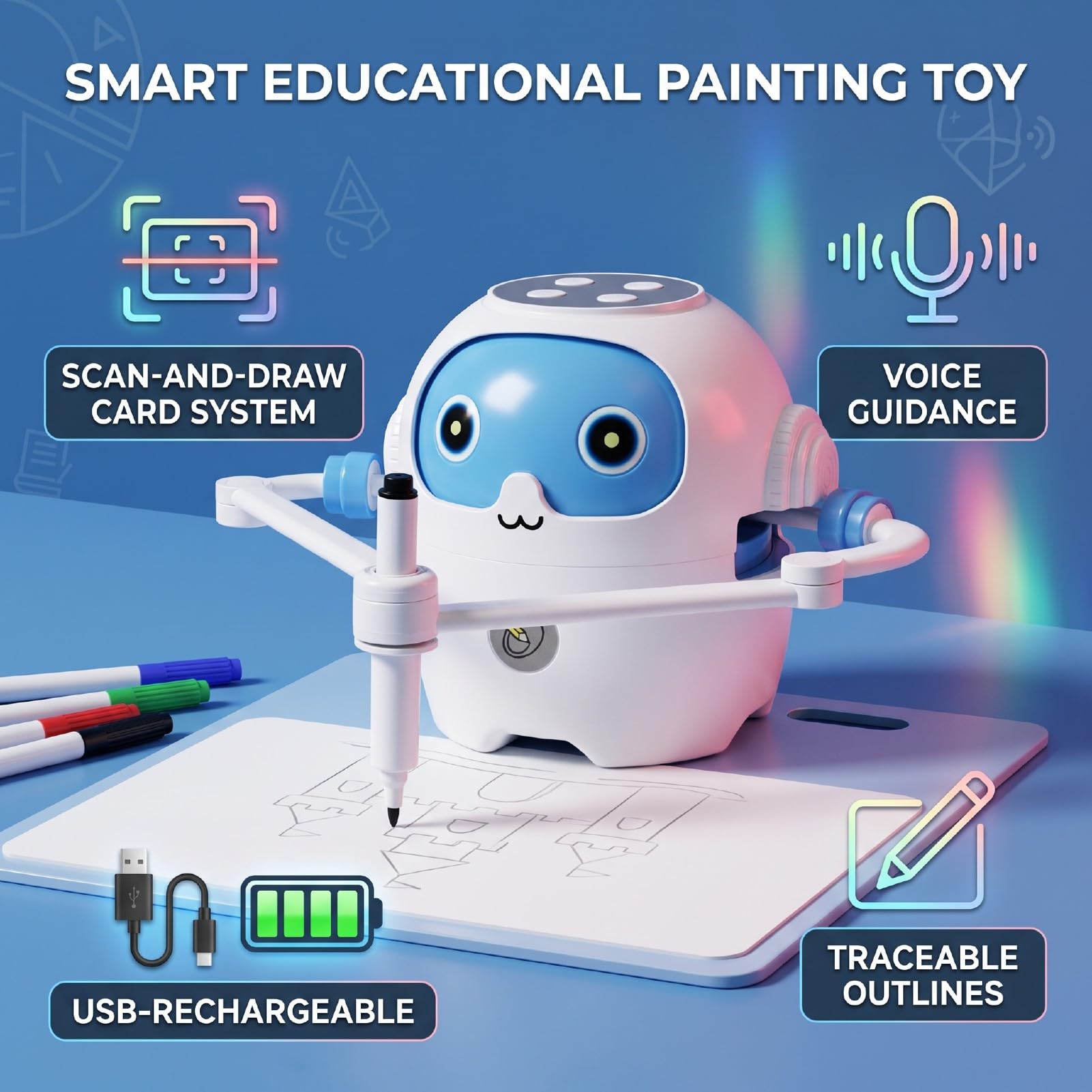 XUMIUZIY Robot Dessin Intelligent, Jouet éducatif de Peinture avec Cartes