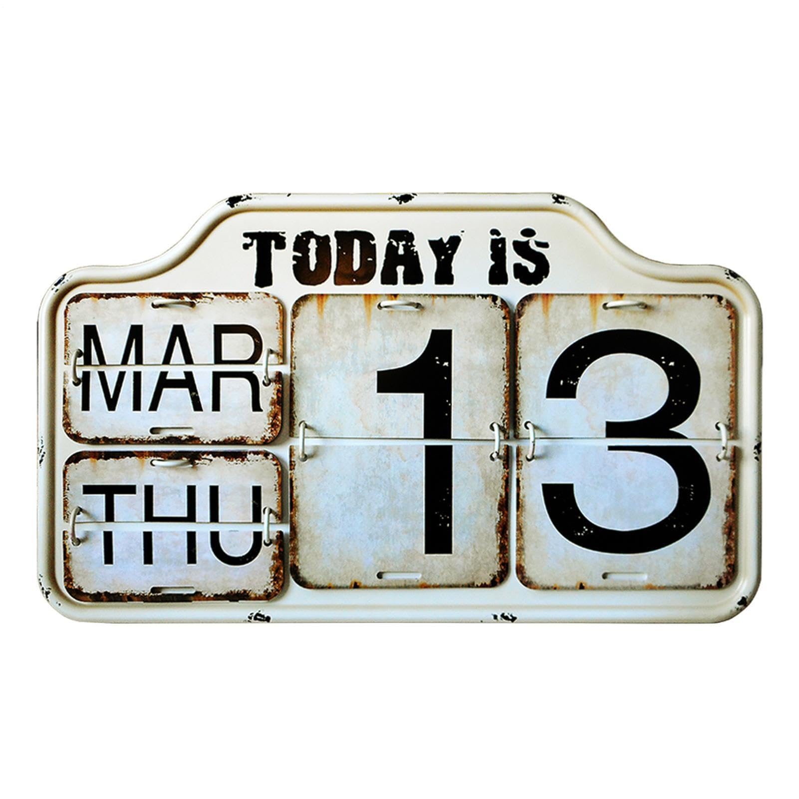 Objet déco rétro fer calendrier perpétuel chic pour comptoir - 8